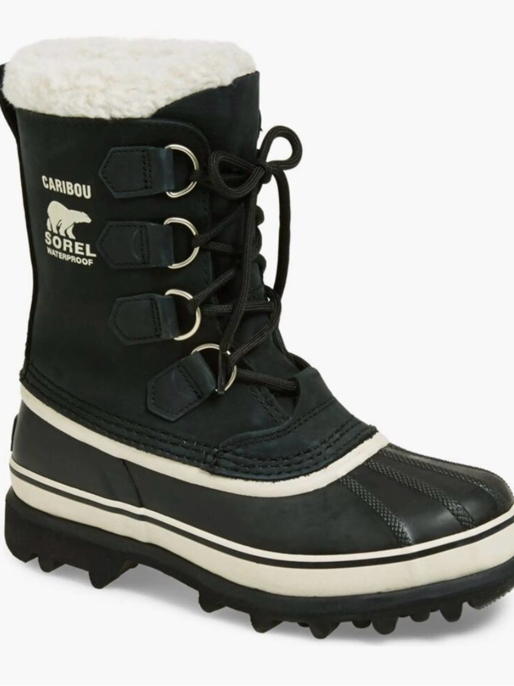 Sorel Caribou WP Women Snow Boot Black and White size 6